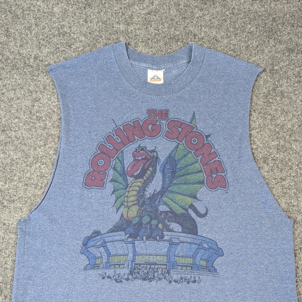 AAA Rolling Stones Dragon Graphic Sleeveless Muscle Tee Blue Heather Large